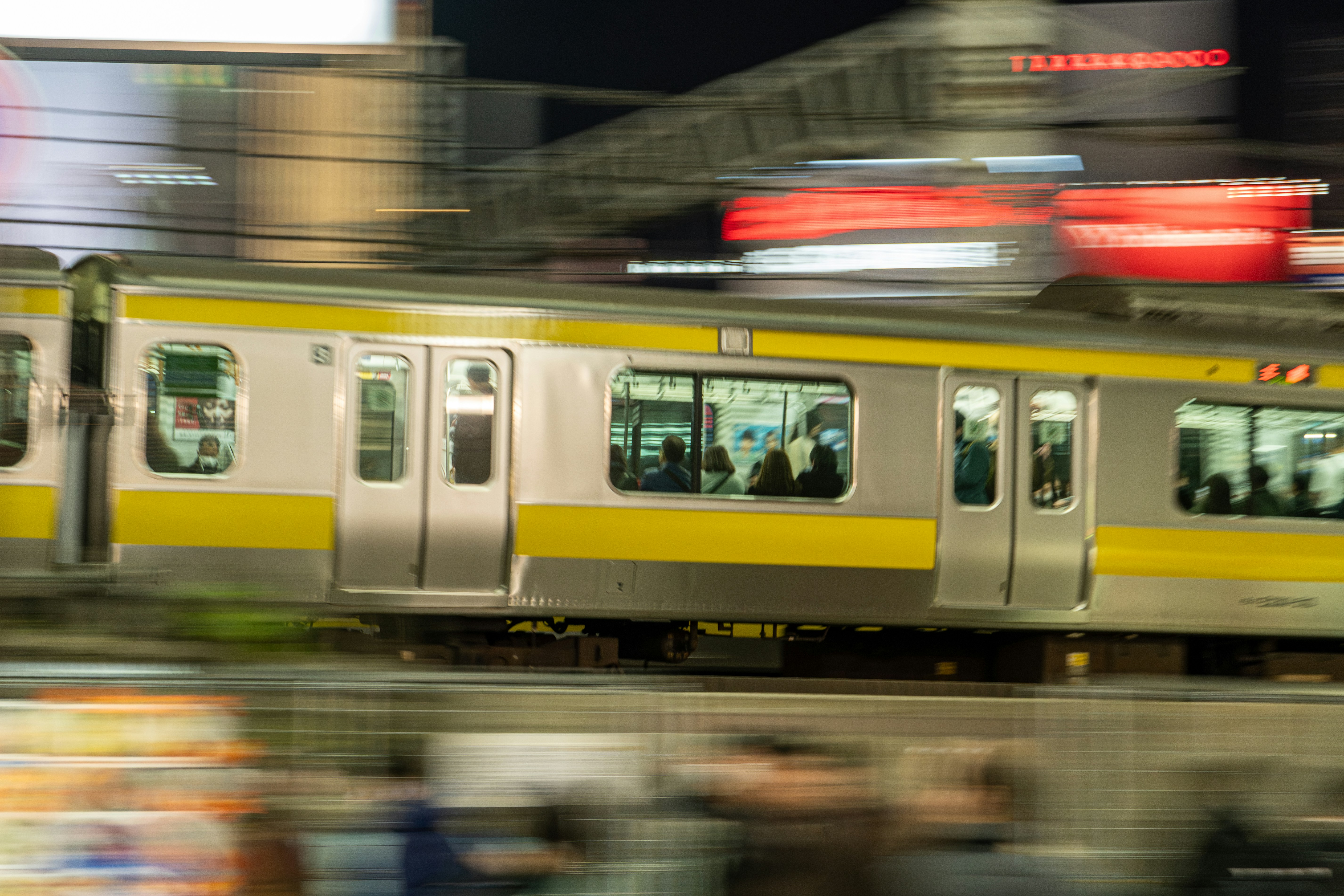 City train in motion with a blurred effect